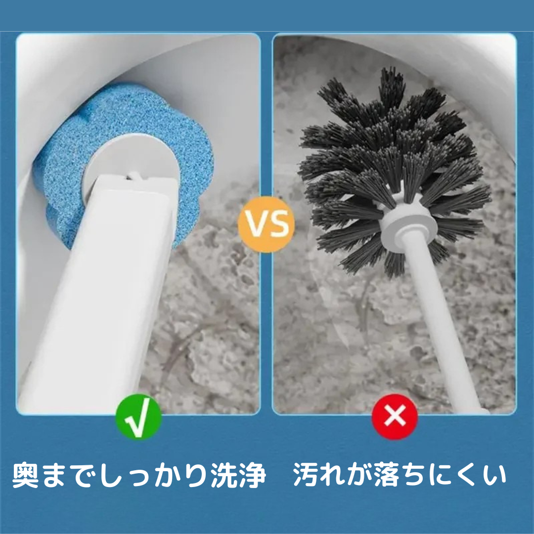 ワンタッチトイレブラシ(付け替えブラシ6個付き）